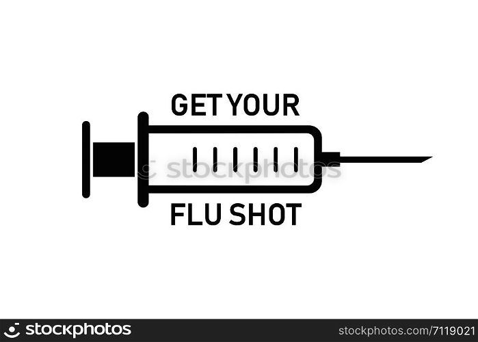 Get your flu shot. Health care vaccine sign. Syringe icon. Clinic flu shot icon. EPS 10. Get your flu shot. Health care vaccine sign. Syringe icon. Clinic flu shot icon.
