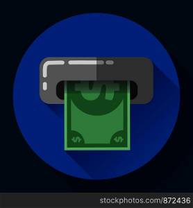 Getting money from an ATM bankomat card symbol icon. Flat design style. Getting money from an ATM bankomat card symbol icon. Flat design style.