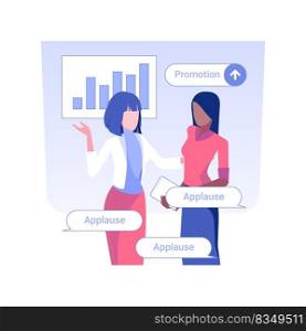 Getting promotion isolated concept vector illustration. Employee receives advancement at work, HR management, human resources, headhunting agency, staffing plan, pursue career vector concept.. Getting promotion isolated concept vector illustration.