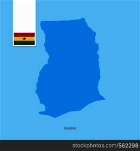 Ghana Country Map with Flag over Blue background. Vector EPS10 Abstract Template background