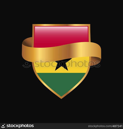 Ghana flag Golden badge design vector