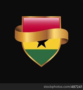 Ghana flag Golden badge design vector