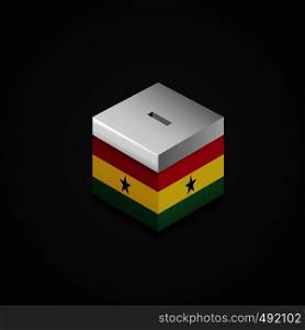 Ghana Flag Printed on Vote Box. Vector EPS10 Abstract Template background