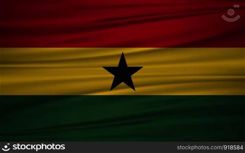 Ghana flag vector. Vector flag of Ghana blowig in the wind. EPS 10.