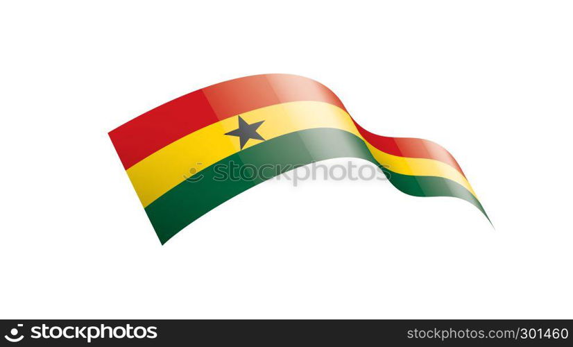 Ghana national flag, vector illustration on a white background. Ghana flag, vector illustration on a white background