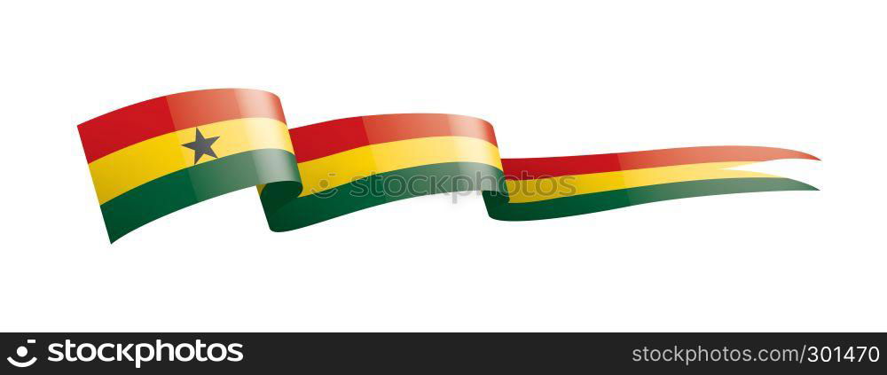 Ghana national flag, vector illustration on a white background. Ghana flag, vector illustration on a white background