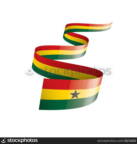 Ghana national flag, vector illustration on a white background. Ghana flag, vector illustration on a white background