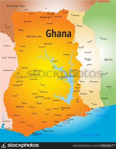 Ghana . Vector color map of Ghana country