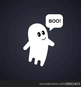 Ghost banner. Cute Halloween ghost with speech bubble. Boo. Happy Halloween.. Ghost banner. Cute Halloween ghost with speech bubble. Boo. Happy Halloween. Vector on isolated background. EPS 10