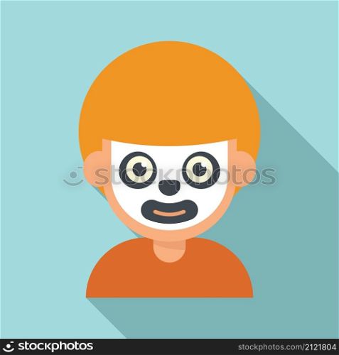 Ghost face painting icon flat vector. Kid mask. Facial makeup. Ghost face painting icon flat vector. Kid mask