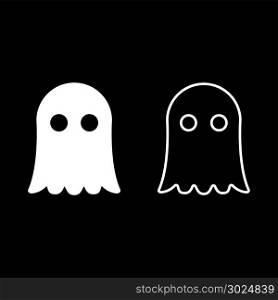 Ghost icon set white color vector illustration flat style simple image