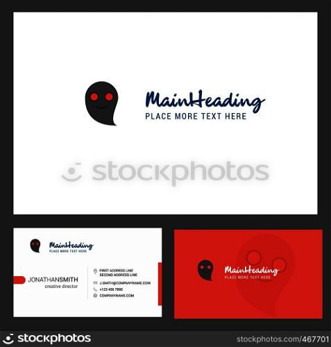 Ghost Logo design with Tagline & Front and Back Busienss Card Template. Vector Creative Design