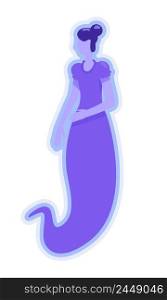 Ghost of dead woman semi flat color vector character. Standing figure. Paranormal activity. Full body person on white. Simple cartoon style illustration for web graphic design and animation. Ghost of dead woman semi flat color vector character