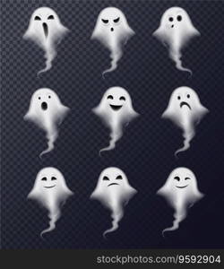 Ghost realistic set transparent vector image
