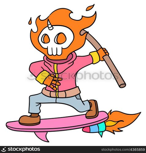 ghost rider fly playing skateboard