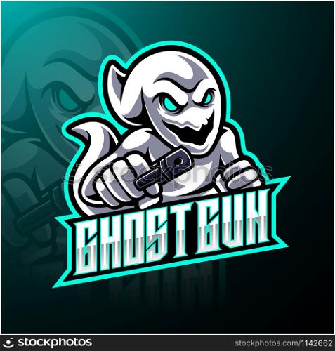 Ghost with gun esport mascot logo design