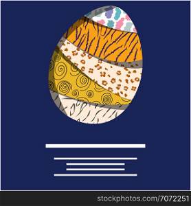 Giant easter egg with pattern and space for text. Clip art with copyspace. Greeting card, poster design element. Vector illustration.. Easter egg frame with text.