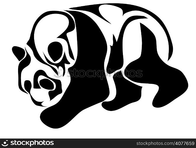 giant panda. silhouette of animal isolated on white