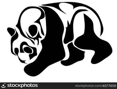 giant panda. silhouette of animal isolated on white