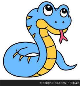 giant venomous python, doodle icon image. cartoon caharacter cute doodle draw