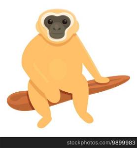 Gibbon on tree icon. Cartoon of gibbon on tree vector icon for web design isolated on white background. Gibbon on tree icon, cartoon style