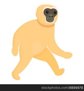 Gibbon walking icon. Cartoon of gibbon walking vector icon for web design isolated on white background. Gibbon walking icon, cartoon style