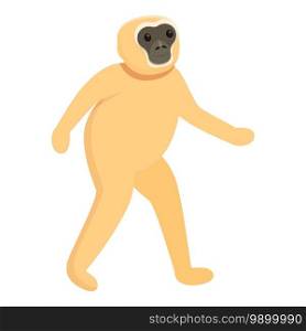 Gibbon walking icon. Cartoon of gibbon walking vector icon for web design isolated on white background. Gibbon walking icon, cartoon style