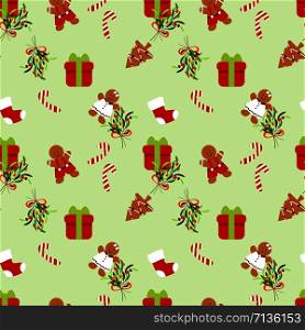 Gift and Christmas cookie seamless pattern. Christmas season concept.