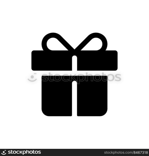 Gift black glyph ui icon. Birthday and christmas present. Customer bonus. User interface design. Silhouette symbol on white space. Solid pictogram for web, mobile. Isolated vector illustration. Gift black glyph ui icon