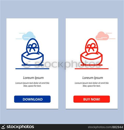 Gift, Boiled, Easter, Egg, Food Blue and Red Download and Buy Now web Widget Card Template