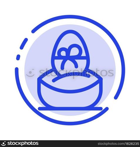 Gift, Boiled, Easter, Egg, Food Blue Dotted Line Line Icon