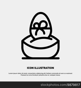 Gift, Boiled, Easter, Egg, Food Line Icon Vector