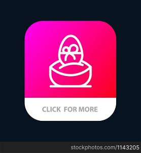 Gift, Boiled, Easter, Egg, Food Mobile App Button. Android and IOS Line Version