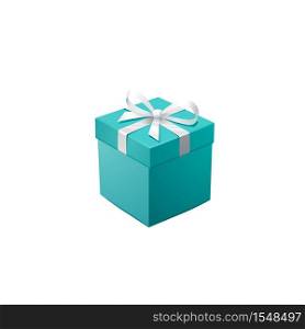 Gift Box and silver Confetti. Turquoise jewelry box. Template for cosmetics and jewelry shops. Christmas Background. Vector Illustration.. Gift Box and silver Confetti. Turquoise jewelry box. Template for cosmetics and jewelry shops. Christmas Background. Vector Illustration