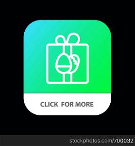 Gift, Box, Birthday, Easter Mobile App Button. Android and IOS Line Version