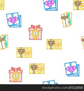 gift box birthday ribbon vector seamless pattern thin line illustration. gift box birthday ribbon vector seamless pattern