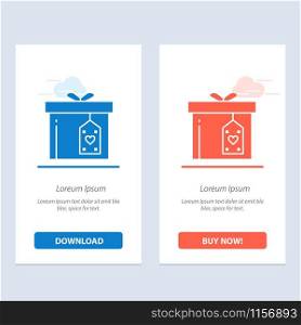 Gift Box, Box, Surprise, Delivery Blue and Red Download and Buy Now web Widget Card Template
