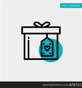 Gift Box, Box, Surprise, Delivery turquoise highlight circle point Vector icon