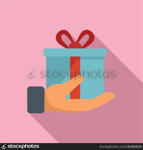 Gift box charity icon flat vector. Donate help. Web giving. Gift box charity icon flat vector. Donate help