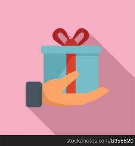 Gift box charity icon flat vector. Donate help. Web giving. Gift box charity icon flat vector. Donate help