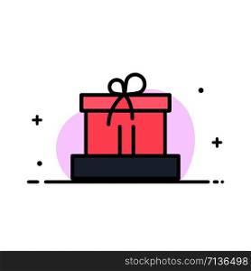 Gift, Box, Easter, Nature Business Flat Line Filled Icon Vector Banner Template