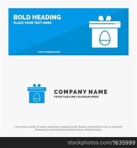 Gift, Box, Egg, Easter SOlid Icon Website Banner and Business Logo Template