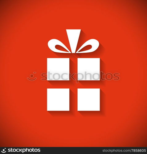 Gift box flat design Christmas greeting card.