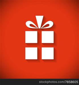 Gift box flat design Christmas greeting card.