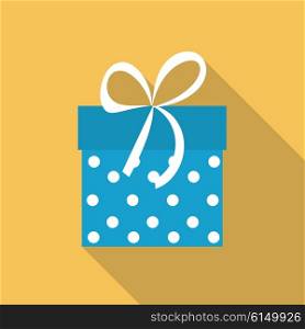Gift Box Flat Icon with Long Shadow, Vector Illustration Eps10