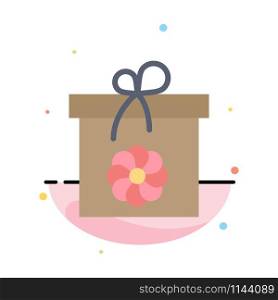 Gift, Box, Flower, Spring Abstract Flat Color Icon Template