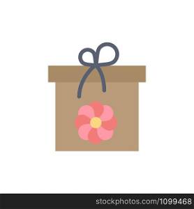Gift, Box, Flower, Spring Flat Color Icon. Vector icon banner Template