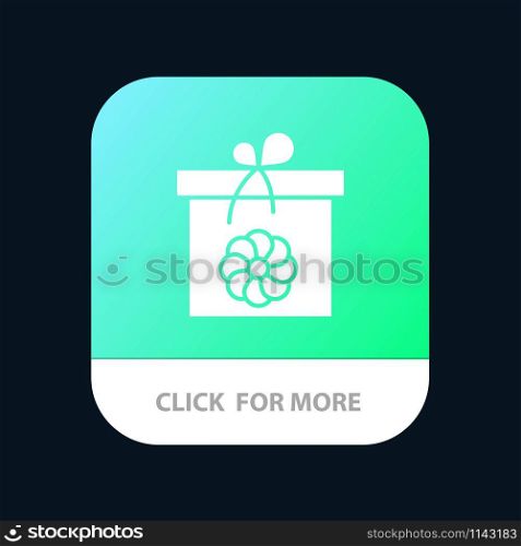 Gift, Box, Flower, Spring Mobile App Button. Android and IOS Glyph Version