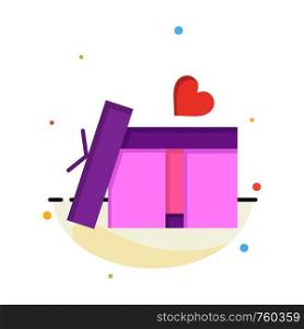 Gift box, Heart, Love Abstract Flat Color Icon Template