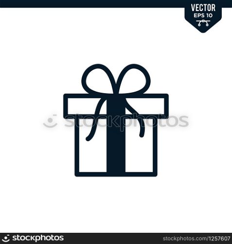 Gift box icon collection in glyph style, solid color vector